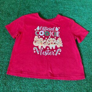 Holiday Time Officiak Cookie Tester Red Short Sleeve Christmas T-Shirt Size L